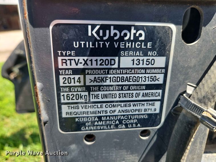 image for item EO7443 2014 Kubota X1120D utility vehicle