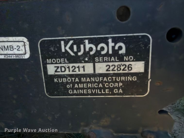 image for item EQ8005 Kubota ZD1211 ZTR lawn mower