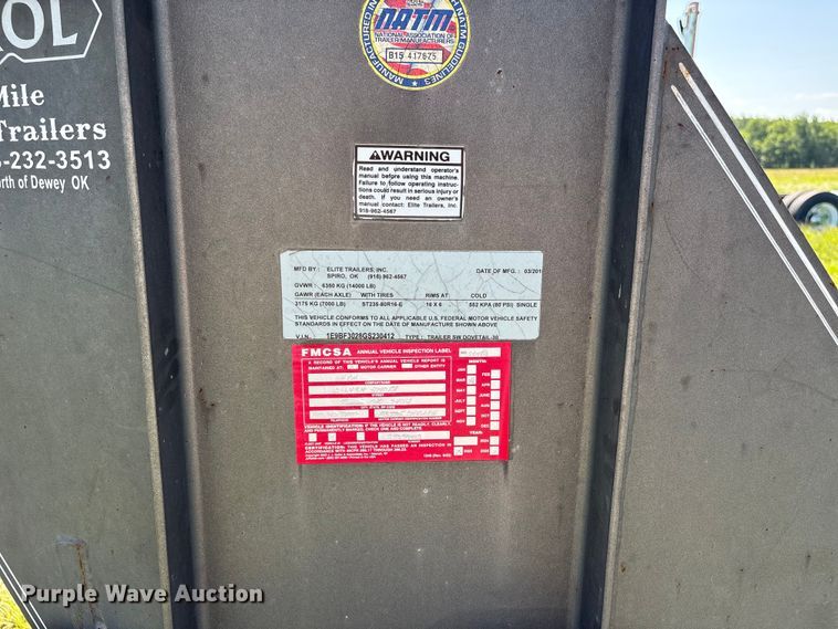 image for item EQ8011 2016 Elite Trailers utility trailer