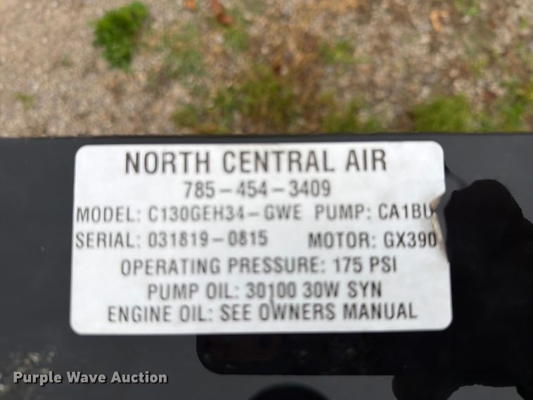 image for item EQ8040 North Central Air C130GEH34-GWE air compressor generator