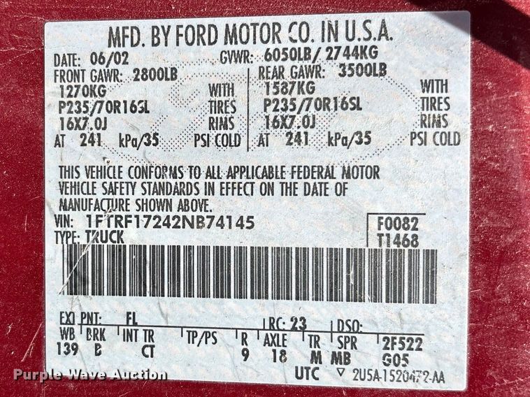 image for item ER3041 2002 Ford F150 pickup truck