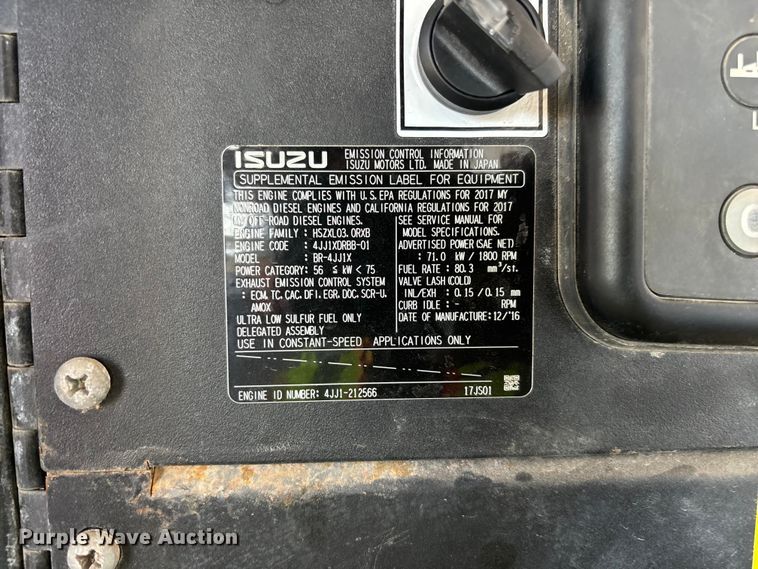 image for item ER7654 2017 Atlas Copco 70 KVA ID HB generator