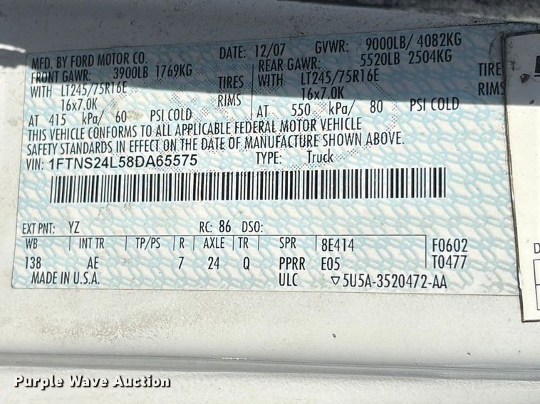 image for item ER7666 2008 Ford E250 van