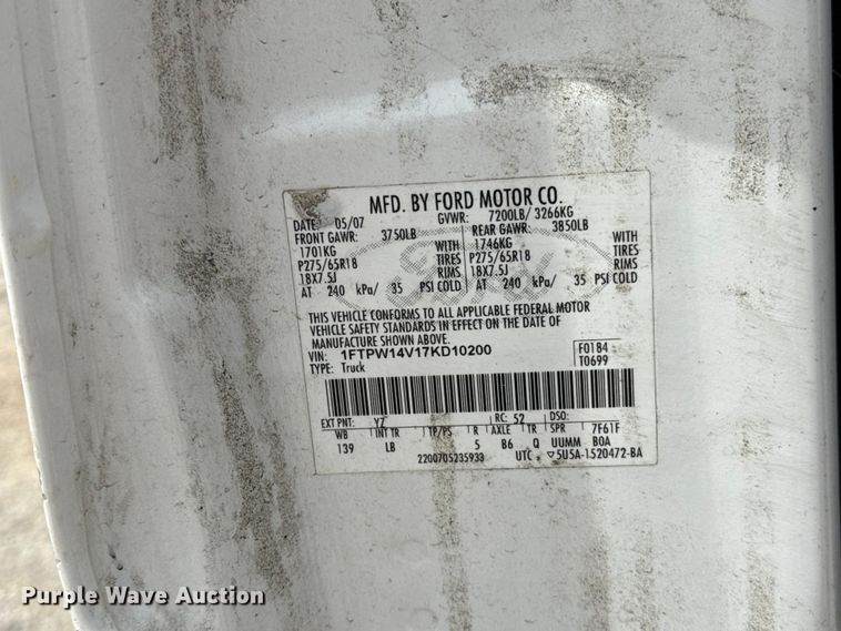 image for item ET6361 2007 Ford F150 Crew Cab pickup truck