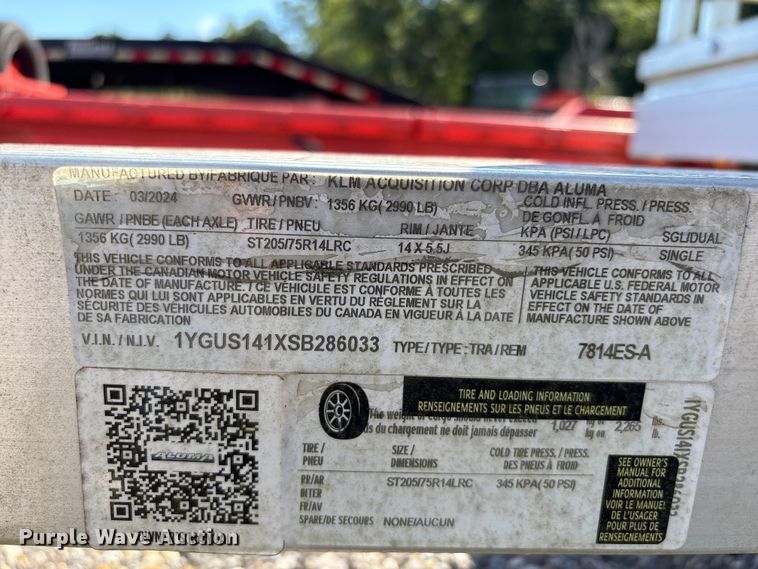 image for item EU0679 2025 Aluma utility trailer