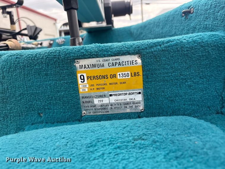 image for item EV2996 1995 Predator Boats 222 boat