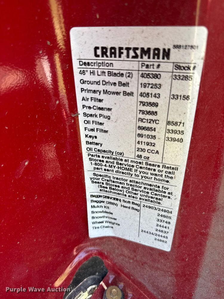 image for item EW4917 Craftsman T2400 lawn mower