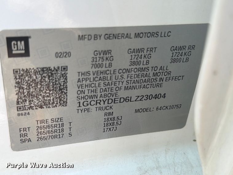 image for item EX4528 2020 Chevrolet Silverado 1500 Crew Cab pickup truck