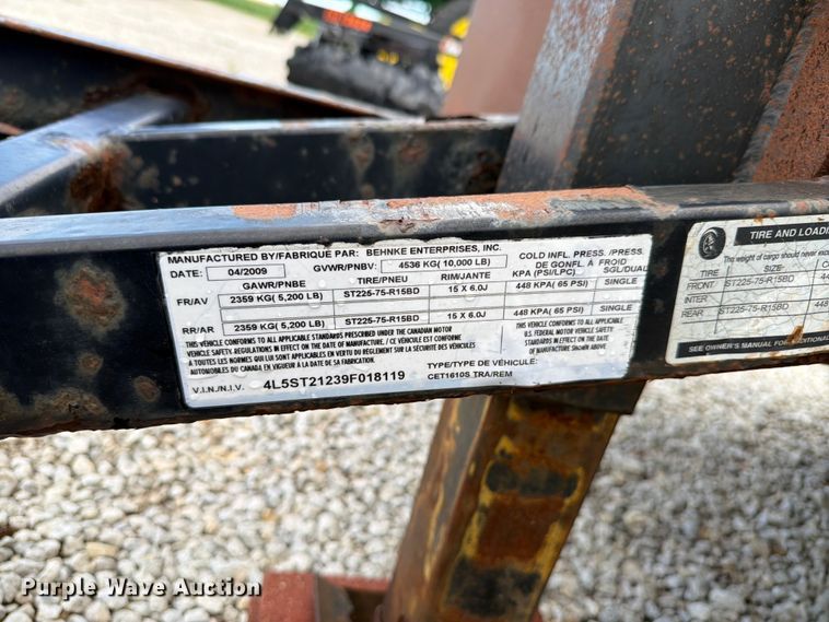 image for item EX4532 2009 Behnke Enterprises utility trailer