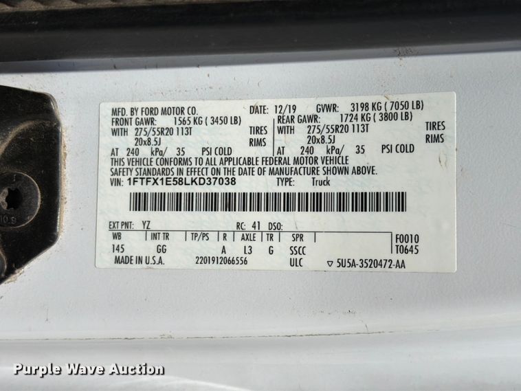 image for item EX4533 2020 Ford F150 STX Ext. Cab pickup truck