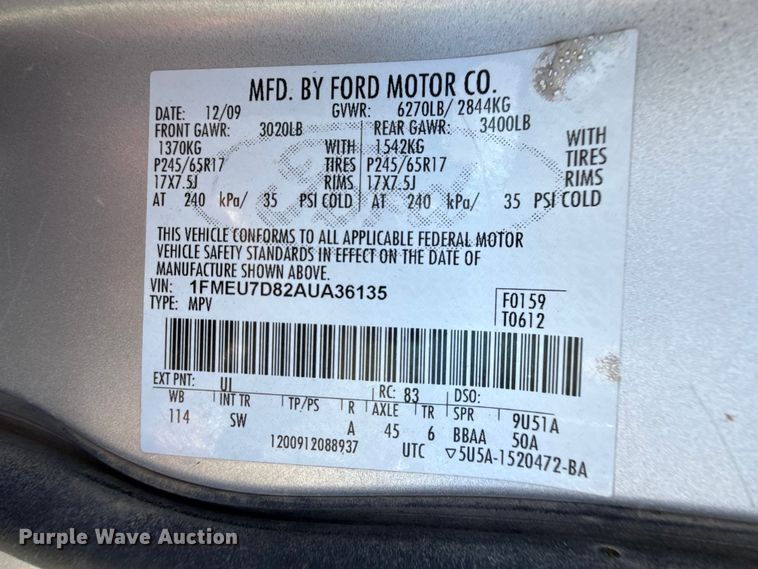 image for item FB6772 2010 Ford Explorer XLT SUV