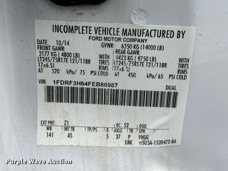 image for item FB6784 2015 Ford F350 Super Duty utility bed pickup truck