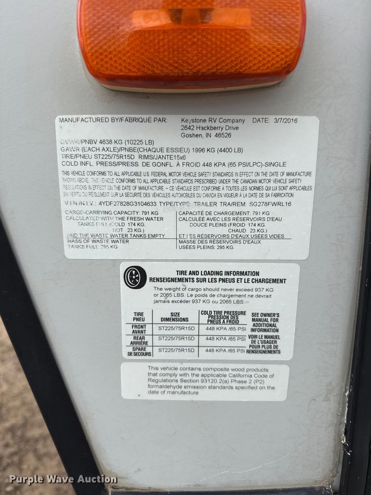 image for item FB6828 2016 Keystone Springdale SG278 camper