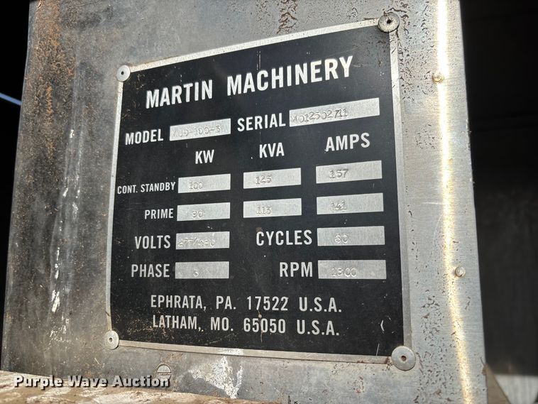 image for item FC1631 Martin Machinery MJD-100-3 generator