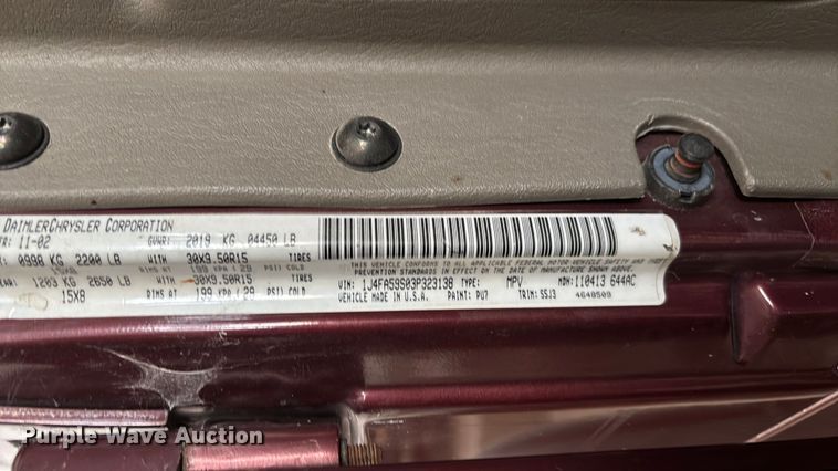 image for item FC1644 2003 Jeep Wrangler TJ Sahara Edition SUV