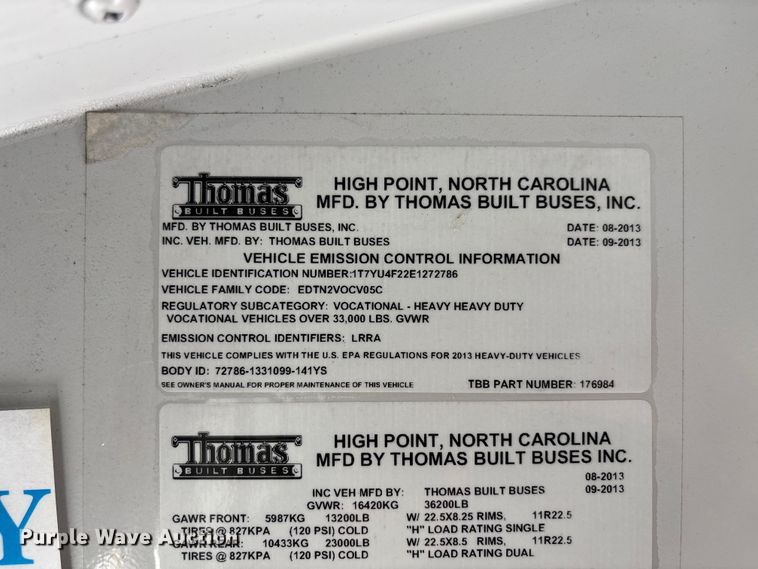 image for item FC1648 2014 Thomas Built HDX school bus