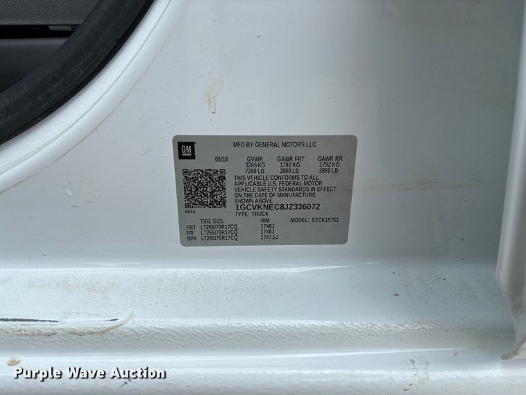 image for item FC1663 2018 Chevrolet Silverado 1500 Ext. Cab pickup truck