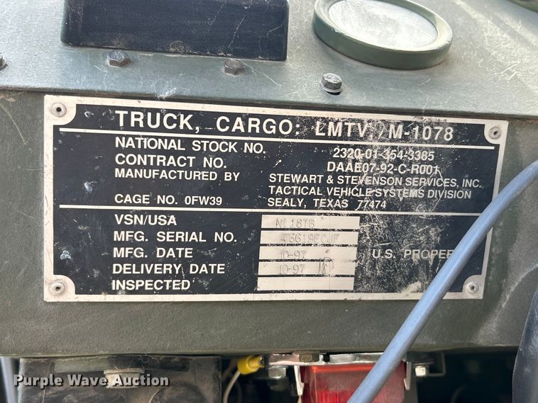 image for item FC2521 1997 Stewart & Stevenson M1078 flatbed truck