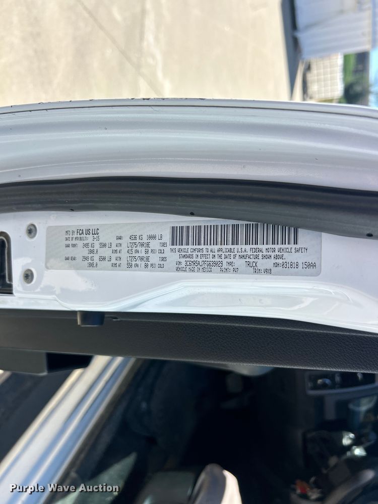 image for item FC2765 2015 RAM 2500 pickup truck