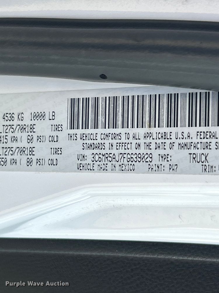 image for item FC2765 2015 RAM 2500 pickup truck