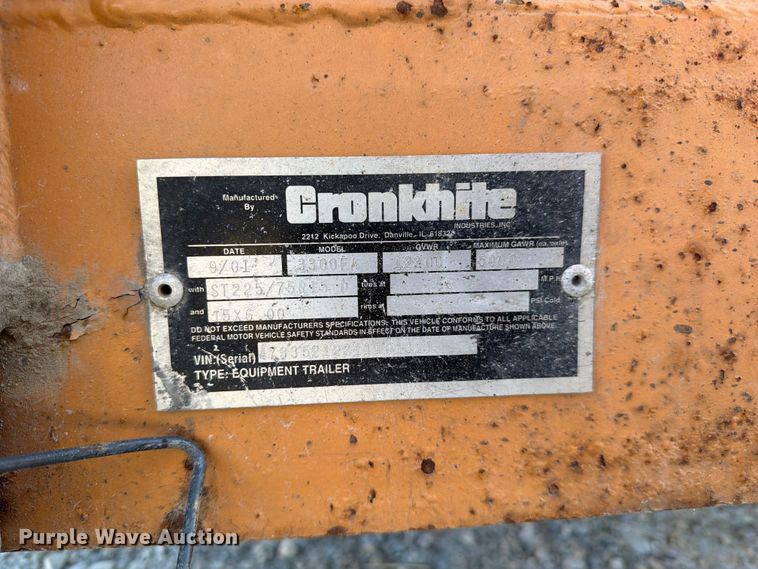 image for item FC3088 2001 Cronkhite Industries tilt deck equipment trailer