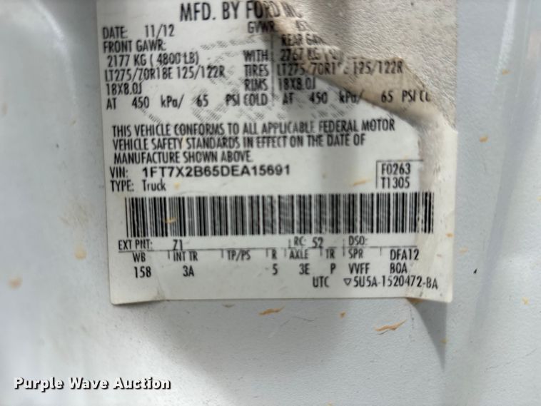 image for item FC4696 2013 Ford F250 Super Duty Ext. Cab pickup truck