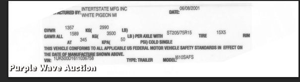 image for item FC5750 2001 Interstate enclosed cargo trailer