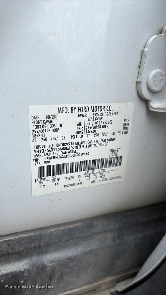 image for item FC5926 2020 Ford Explorer Police SUV