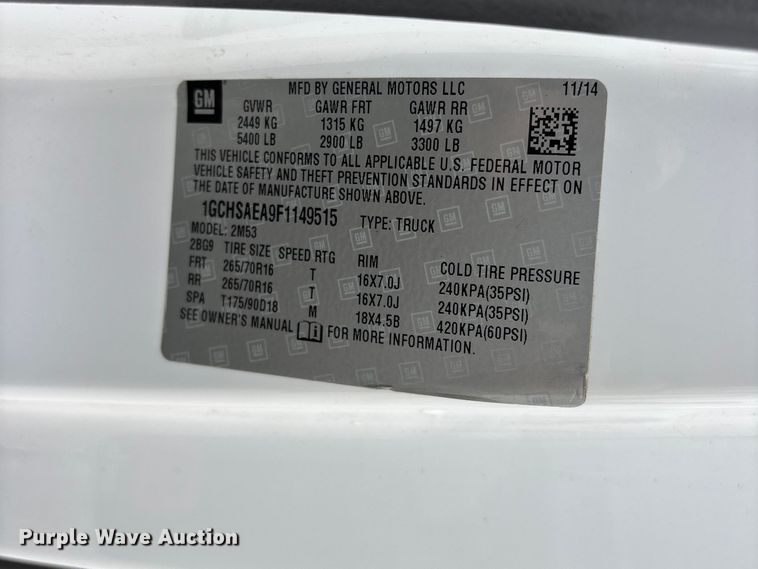 image for item FG0383 2015 Chevrolet Colorado Ext. Cab pickup truck
