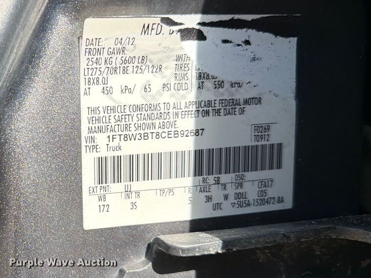 image for item FK0212 2012 Ford F350 Super Duty Crew Cab pickup truck