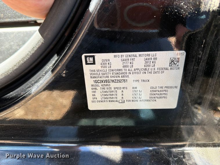 image for item FK0294 2017 Chevrolet Silverado 2500HD Ext. Cab pickup truck