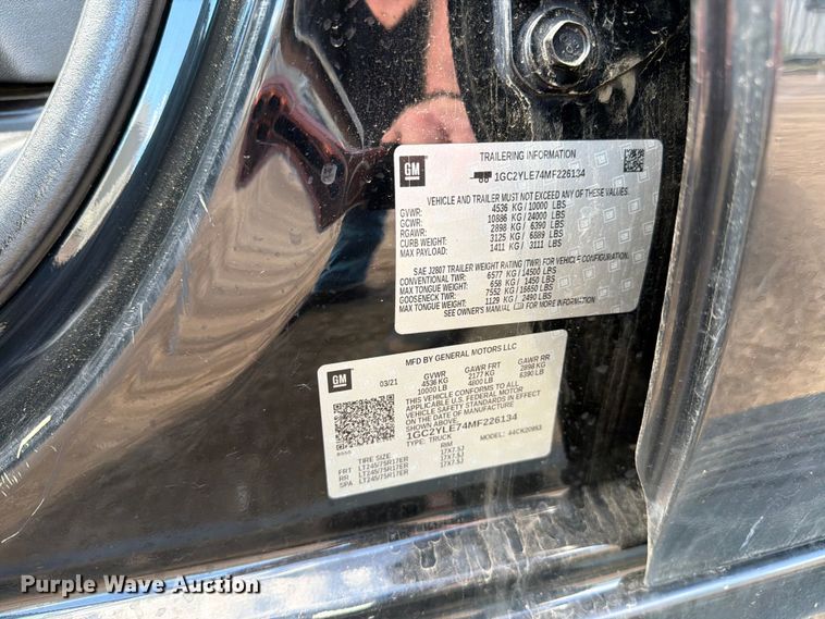 image for item FK0295 2021 Chevrolet Silverado 2500HD Ext. Cab pickup truck