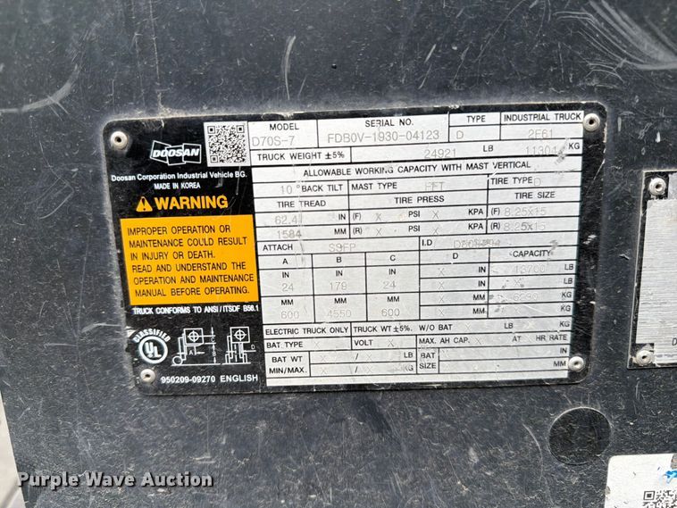image for item FK4503 Doosan D70S-7 forklift