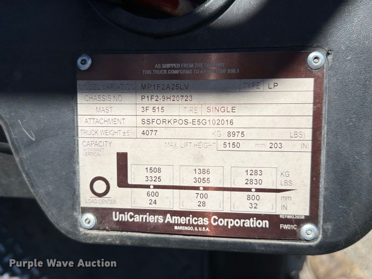 image for item FM7549 2016 UniCarriers PF50 forklift
