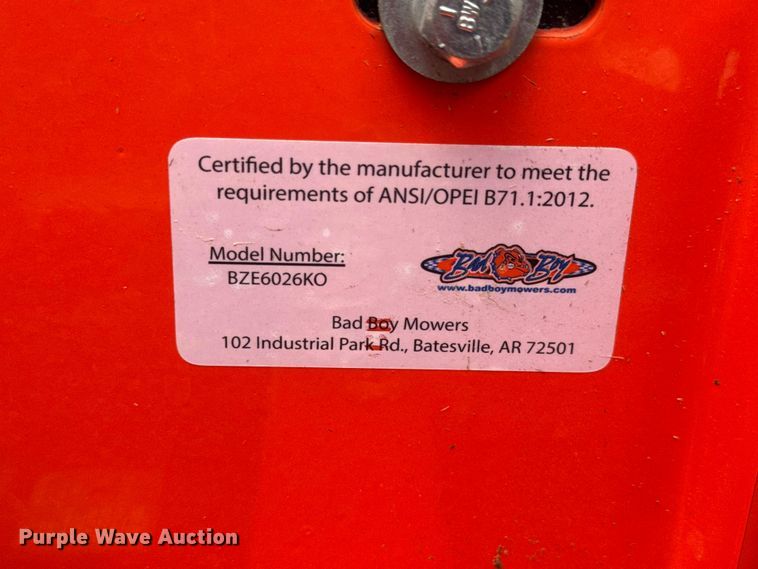 image for item NA9525 2016 Bad Boy Elite Series ZTR lawn mower