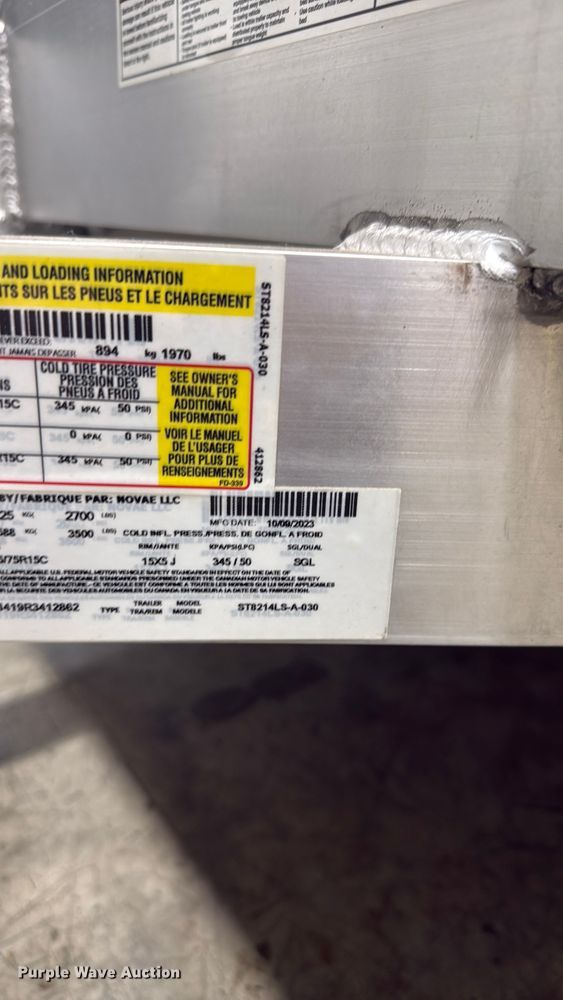 image for item ND9528 2024 Sure-Trac by Novae ST8214LS-A-030 utility trailer