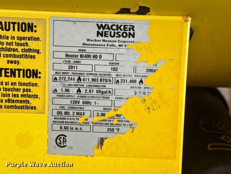 image for item NJ9041 2011 Wacker Neuson H1400 HD D heater