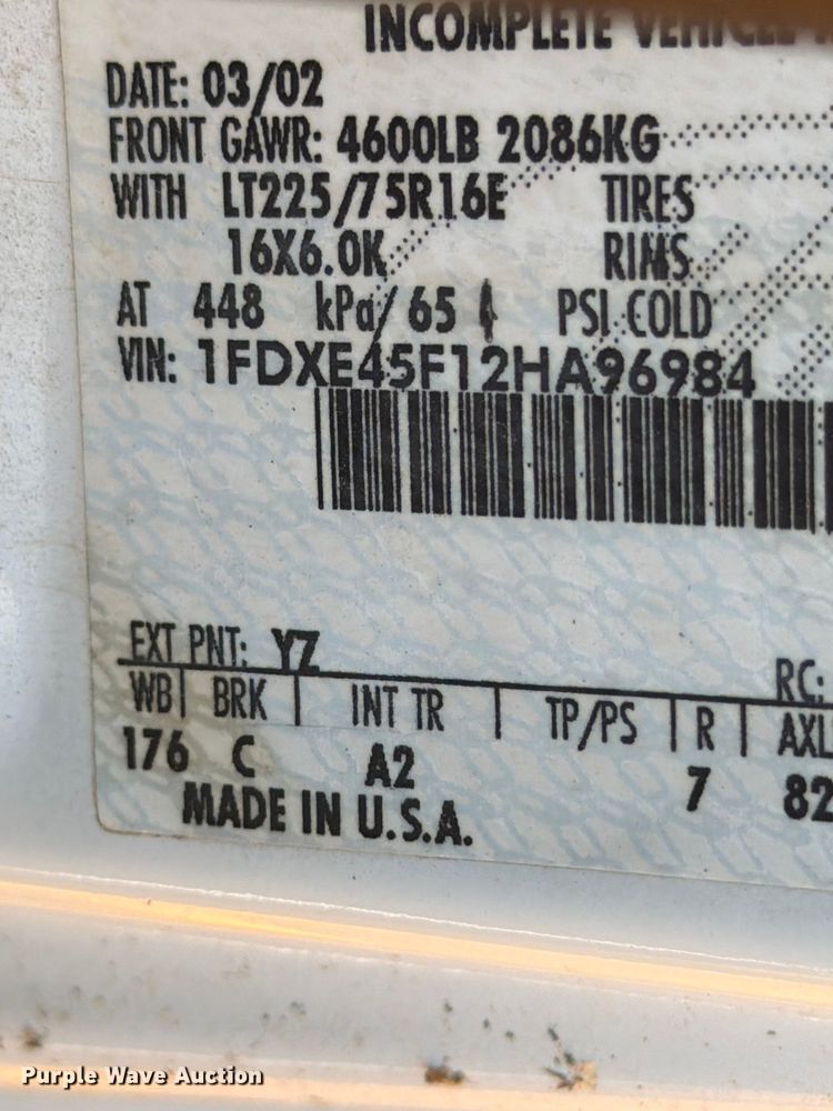 image for item NJ9044 2002 Ford E450 Super Duty sewer inspection truck