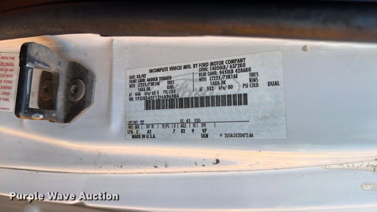 image for item NJ9044 2002 Ford E450 Super Duty sewer inspection truck