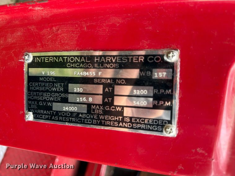 image for item NJ9072 1959 International V196 pumper fire truck