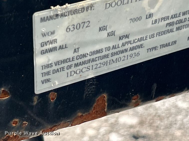 image for item YA2829 2017 Doolittle enclosed cargo trailer