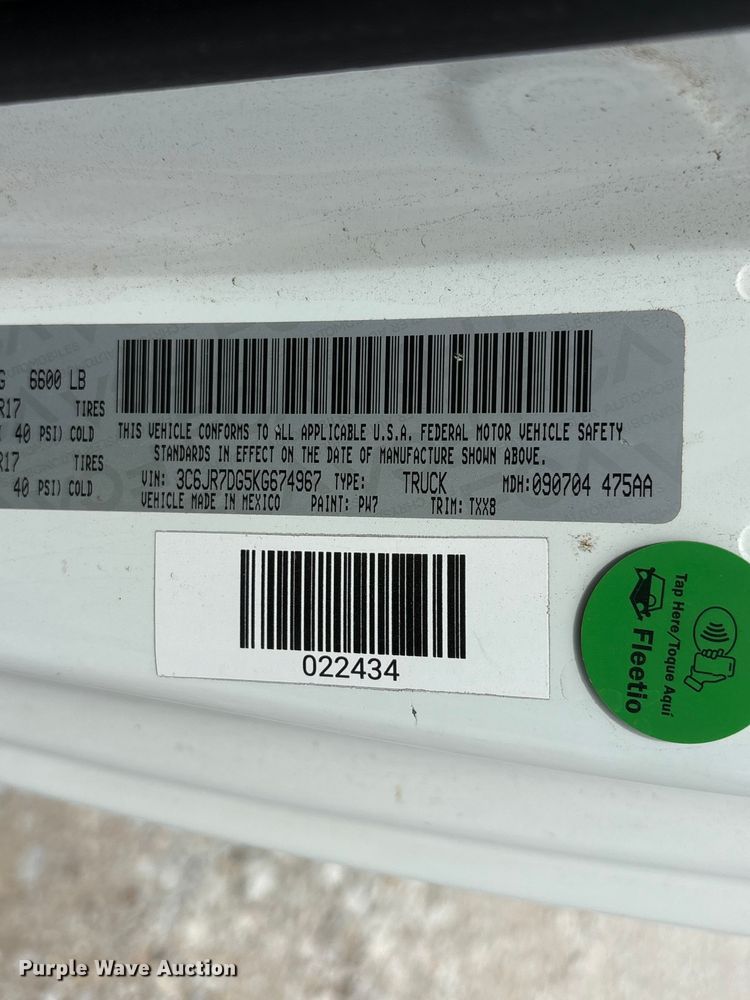 image for item YA3191 2019 RAM 1500 pickup truck