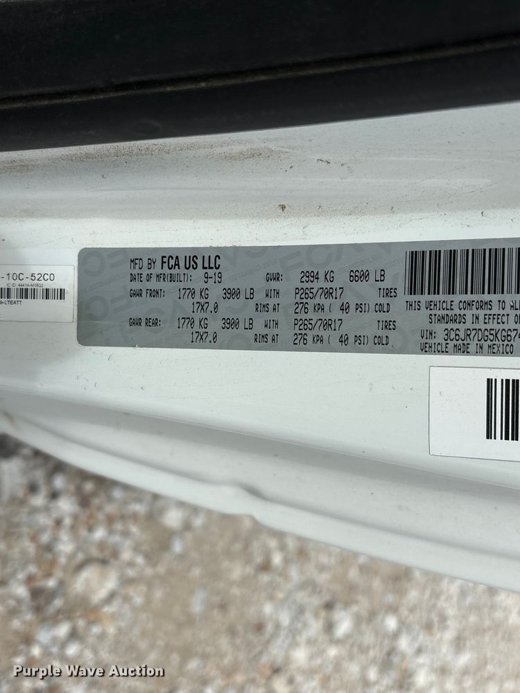 image for item YA3191 2019 RAM 1500 pickup truck