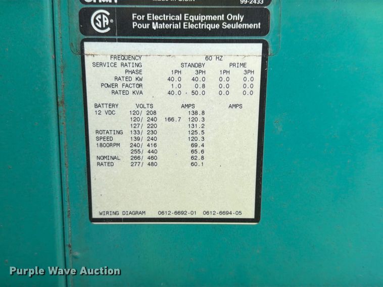image for item YA3924 Onan GenSet generator