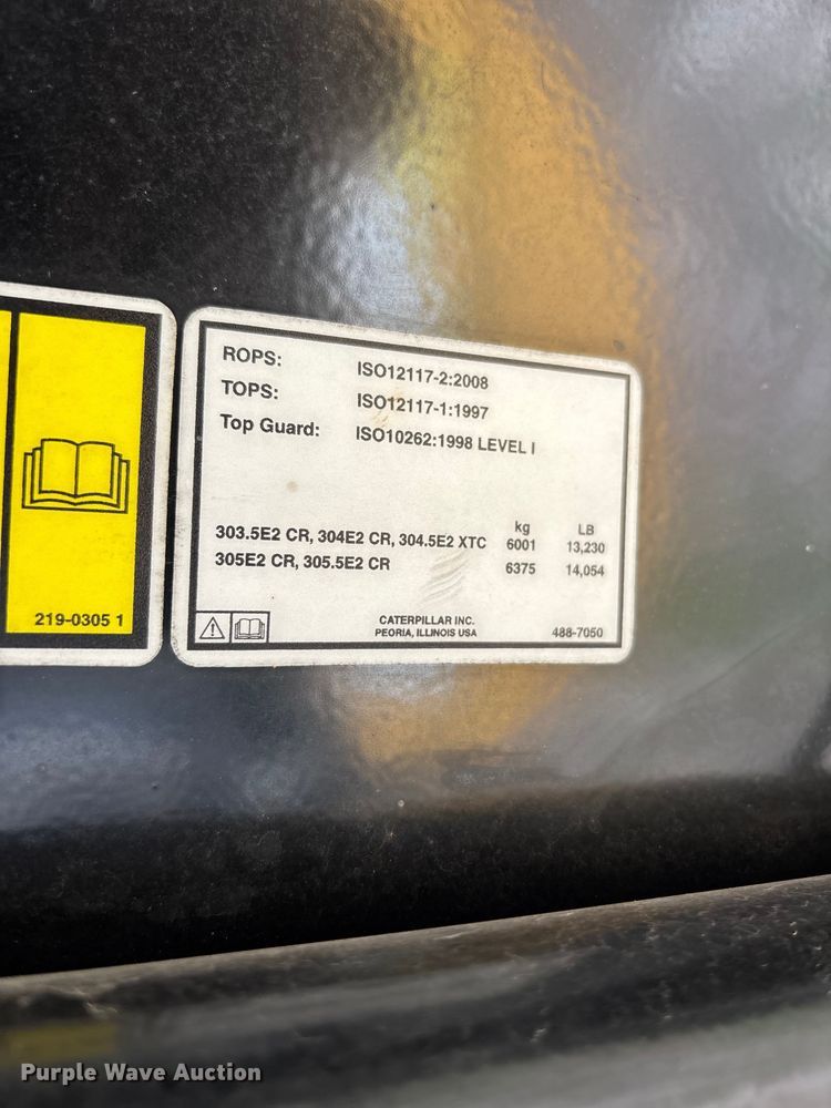 image for item DU6305 2019 Caterpillar 303.5E2 mini excavator