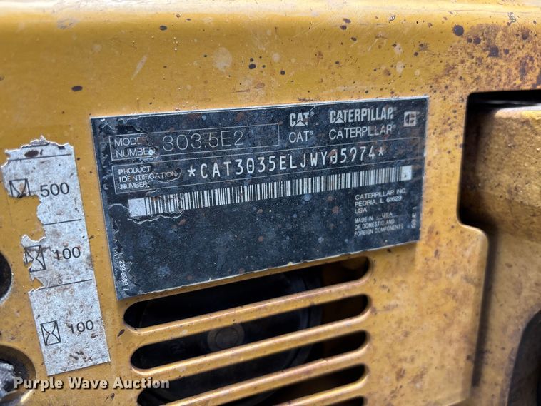 image for item DU6305 2019 Caterpillar 303.5E2 mini excavator
