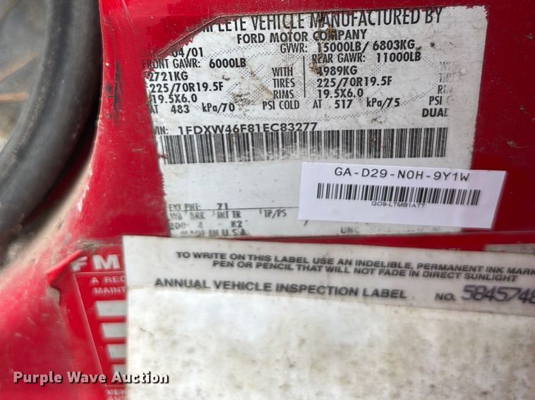 image for item DU6314 2001 Ford F450 Super Duty dump truck