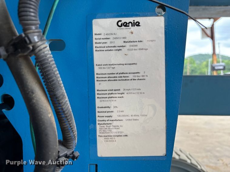 image for item DU6350 2012 Genie Z-40/23N RJ boom lift