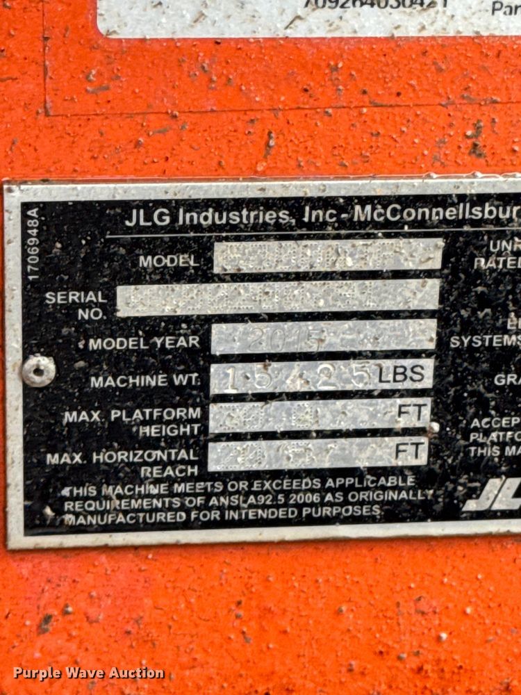 image for item DV2026 2015 JLG E300AJP boom lift