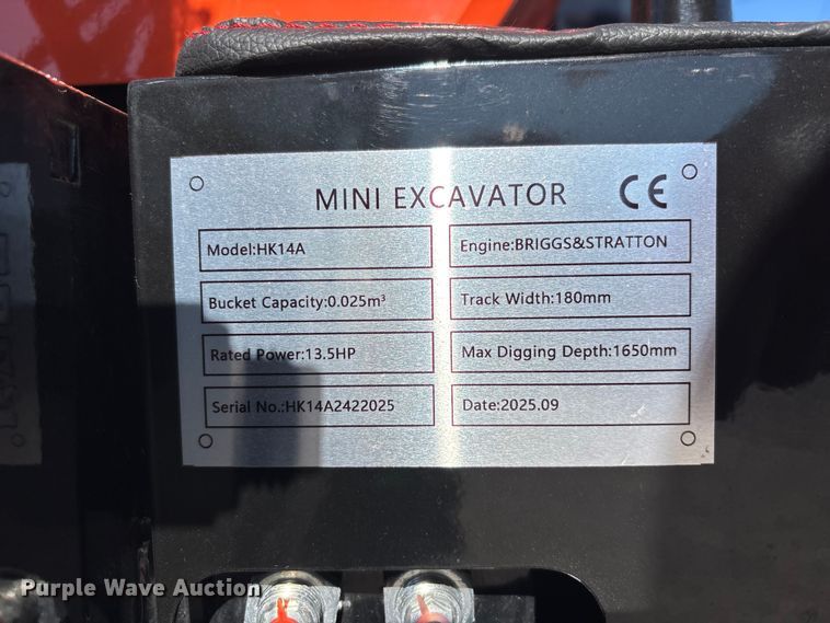 image for item DV4394 2025 Hisckeno HK14A mini excavator